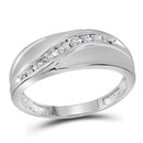 10kt White Gold Mens Round Diamond Single Row Fashion Band Ring 1/8 Cttw - FREE Shipping (US/CAN)-Gold & Diamond Men Rings-8.5-JadeMoghul Inc.