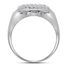 10kt White Gold Men's Round Diamond Square Cluster Fashion Ring 2.00 Cttw - FREE Shipping (US/CAN)-Gold & Diamond General-8-JadeMoghul Inc.