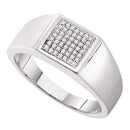 10kt White Gold Men's Round Diamond Square Cluster Ring 1/6 Cttw - FREE Shipping (US/CAN)-Gold & Diamond Men Rings-8-JadeMoghul Inc.