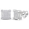10kt White Gold Mens Round Diamond Square Cluster Stud Earrings 1-6 Cttw - FREE Shipping (US/CAN)-Gold & Diamond Men Earrings-JadeMoghul Inc.