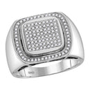 10kt White Gold Men's Round Diamond Square Frame Cluster Ring 1/2 Cttw - FREE Shipping (US/CAN)-Gold & Diamond Men Rings-8-JadeMoghul Inc.