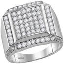 10kt White Gold Men's Round Diamond Square Framed Cluster Ring 2.00 Cttw - FREE Shipping (US/CAN)-Gold & Diamond Rings-8-JadeMoghul Inc.