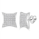 10kt White Gold Mens Round Diamond Square Kite Cluster Stud Earrings 1-3 Cttw-Gold & Diamond Men Earrings-JadeMoghul Inc.