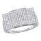 10kt White Gold Men's Round Pave-set Diamond Rectangle Dome Cluster Ring 1/2 Cttw - FREE Shipping (US/CAN)-Gold & Diamond General-8-JadeMoghul Inc.