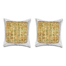 10kt White Gold Mens Round Yellow Color Enhanced Diamond Square Kite Cluster Earrings 1-10 Cttw-Gold & Diamond Men Earrings-JadeMoghul Inc.