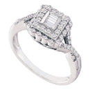 10kt White Gold Women's Baguette Diamond Square Halo Cluster Ring 1/4 Cttw - FREE Shipping (US/CAN)-Rings And Bands-7-JadeMoghul Inc.