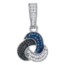 10kt White Gold Womens Blue Black Color Enhanced Diamond Trinity Cluster Pendant 1-3 Cttw - FREE Shipping (US/CAN)-Gold & Diamond Pendants & Necklaces-JadeMoghul Inc.