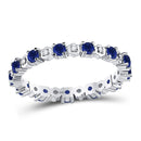 10kt White Gold Women's Blue Sapphire Diamond Eternity Band Ring-Rings And Bands-JadeMoghul Inc.