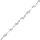 10kt White Gold Women's Diamond 3-stone Link Fashion Bracelet 1/4 Cttw-Gold & Diamond Bracelets-JadeMoghul Inc.