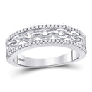 10kt White Gold Women's Diamond Chain Link Fashion Band Ring-Rings And Bands-JadeMoghul Inc.