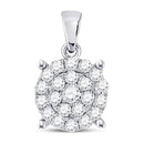 10kt White Gold Women's Diamond Cindys Dream Circle Cluster Pendant 1/2 Cttw-Gold & Diamond Pendants & Necklaces-JadeMoghul Inc.