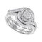 10kt White Gold Womens Diamond Circle Cluter Bridal Wedding Engagement Ring Band Set 1/3 Cttw-Gold & Diamond Wedding Ring Sets-6-JadeMoghul Inc.