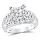 10kt White Gold Women's Diamond Cluster Bridal or Engagement Ring 1.00 Cttw-Gold & Diamond Wedding Jewelry-JadeMoghul Inc.