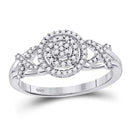 10kt White Gold Women's Diamond Cluster Split-shank XO Ring-Rings And Bands-JadeMoghul Inc.
