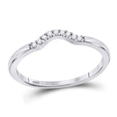 10kt White Gold Women's Diamond Contoured Solitaire Enhancer Wedding Band 1/20 Cttw-Gold & Diamond Bands-JadeMoghul Inc.