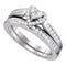 10kt White Gold Womens Diamond Heart Bridal Wedding Engagement Ring Band Set 1/2 Cttw-Gold & Diamond Wedding Ring Sets-9-JadeMoghul Inc.