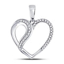 10kt White Gold Women's Diamond Heart Fashion Pendant-Gold & Diamond Pendants & Necklaces-JadeMoghul Inc.