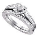 10kt White Gold Women's Diamond Heart Love Bridal Wedding Engagement Ring Set 1/2 Cttw - FREE Shipping (US/CAN) Size 6-Gold & Diamond Wedding Ring Sets-5.5-JadeMoghul Inc.