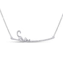 10kt White Gold Women's Diamond Kitty Cat Bar Pendant Necklace 1/10 Cttw-Gold & Diamond Pendants & Necklaces-JadeMoghul Inc.