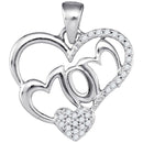 10kt White Gold Women's Diamond Mom Heart Pendant 1/6 Cttw-Gold & Diamond Pendants & Necklaces-JadeMoghul Inc.