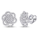 10kt White Gold Women's Diamond Pinwheel Cluster Earrings-Earrings-JadeMoghul Inc.