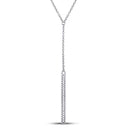 10kt White Gold Women's Diamond Single Row Vertical Bar Necklace 1/10 Cttw-Gold & Diamond Pendants & Necklaces-JadeMoghul Inc.