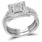 10kt White Gold Womens Diamond Square 3-Piece Bridal Wedding Engagement Ring Band Set 1-3 Cttw-Gold & Diamond Wedding Ring Sets-JadeMoghul Inc.