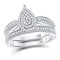 10kt White Gold Women's Diamond Teardrop Bridal or Engagement Ring Band Set 1/3 Cttw-Gold & Diamond Wedding Jewelry-JadeMoghul Inc.