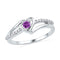 10kt White Gold Women's Lab-Created Amethyst Heart Love Ring 1/5 Cttw - FREE Shipping (US/CAN)-Gold & Diamond Heart Rings-5-JadeMoghul Inc.