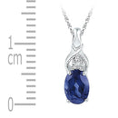 10kt White Gold Womens Oval Lab-Created Blue Sapphire Solitaire Diamond Pendant 7-8 Cttw-Gold & Diamond Pendants & Necklaces-JadeMoghul Inc.