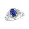 10kt White Gold Women's Oval Lab-Created Blue Sapphire Solitaire Diamond Ring .02 Cttw - FREE Shipping (US/CAN)-Gold & Diamond Fashion Rings-5-JadeMoghul Inc.