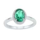 10kt White Gold Women's Oval Lab-Created Emerald Solitaire Diamond-accent Ring 7/8 Cttw - FREE Shipping (US/CAN)-Rings And Bands-5-JadeMoghul Inc.