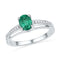 10kt White Gold Women's Oval Lab-Created Emerald Solitaire Ring 1/12 Cttw - FREE Shipping (US/CAN)-Gold & Diamond Fashion Rings-5-JadeMoghul Inc.