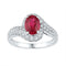 10kt White Gold Womens Oval Lab-Created Ruby Solitaire Ring 2.00 Cttw-Gold & Diamond Fashion Rings-JadeMoghul Inc.