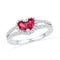 10kt White Gold Women's Pear Lab-Created Ruby Heart Split-shank Ring 3/4 Cttw - FREE Shipping (US/CAN)-Gold & Diamond Heart Rings-5-JadeMoghul Inc.