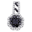 10kt White Gold Women's Princess Black Color Enhanced Diamond Fashion Pendant 1-1-6 Cttw - FREE Shipping (US/CAN)-Gold & Diamond Pendants & Necklaces-JadeMoghul Inc.