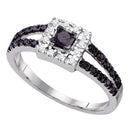 10kt White Gold Women's Princess Black Color Enhanced Diamond Princess Bridal Wedding Engagement Ring 1/2 Cttw - FREE Shipping (US/CAN)-Gold & Diamond Engagement & Anniversary Rings-5-JadeMoghul Inc.