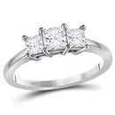 10kt White Gold Women's Princess Diamond 3-stone Bridal Wedding Engagement Ring 7/8 Cttw - FREE Shipping (US/CAN)-Gold & Diamond Engagement & Anniversary Rings-5-JadeMoghul Inc.