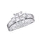 10kt White Gold Women's Princess Diamond Bridal Wedding Engagement Ring Band Set 1.00 Cttw - FREE Shipping (US/CAN) - Size 5-Gold & Diamond Wedding Ring Sets-JadeMoghul Inc.