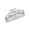 10kt White Gold Womens Princess Diamond Bridal Wedding Engagement Ring Band Set 1.00 Cttw-Gold & Diamond Wedding Ring Sets-10.5-JadeMoghul Inc.