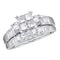 10kt White Gold Womens Princess Diamond Bridal Wedding Engagement Ring Band Set 1/2 Cttw-Gold & Diamond Wedding Ring Sets-10-JadeMoghul Inc.