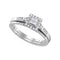 10kt White Gold Womens Princess Diamond Cluster Bridal Wedding Engagement Ring Band Set 1/4 Cttw-Gold & Diamond Wedding Ring Sets-7.5-JadeMoghul Inc.