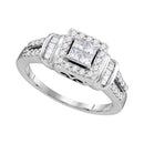 10kt White Gold Women's Princess Diamond Halo Bridal Wedding Engagement Ring 1/2 Cttw - FREE Shipping (US/CAN)-Gold & Diamond Engagement & Anniversary Rings-5-JadeMoghul Inc.