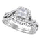 10kt White Gold Womens Princess Diamond Twist Bridal Wedding Engagement Ring Band Set 1.00 Cttw-Gold & Diamond Wedding Ring Sets-6.5-JadeMoghul Inc.