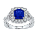 10kt White Gold Women's Princess Lab-Created Blue Sapphire Solitaire Ring 3-3/4 Cttw - FREE Shipping (US/CAN)-Rings And Bands-5-JadeMoghul Inc.
