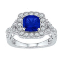 10kt White Gold Women's Princess Lab-Created Blue Sapphire Solitaire Ring 3-3/4 Cttw - FREE Shipping (US/CAN)-Rings And Bands-5-JadeMoghul Inc.