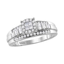 10kt White Gold Women's Princess Round Diamond Cluster Bridal Wedding Engagement Ring 1/2 Cttw - FREE Shipping (US/CAN)-Gold & Diamond Engagement & Anniversary Rings-5-JadeMoghul Inc.