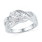 10kt White Gold Women's Round Baguette Diamond 3-Stone Crossover Band Ring 1/2 Cttw - FREE Shipping (US/CAN)-Gold & Diamond Fashion Rings-5-JadeMoghul Inc.