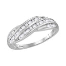 10kt White Gold Women's Round Baguette Diamond Crossover Band Ring 1/3 Cttw - FREE Shipping (US/CAN)-Rings And Bands-5-JadeMoghul Inc.