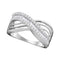 10kt White Gold Womens Round Baguette Diamond Strand Crossover Band Ring 1/2 Cttw-Gold & Diamond Bands-5.5-JadeMoghul Inc.